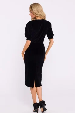 Robe fourreau midi chic manches longues