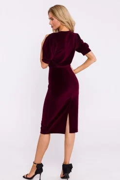 Robe fourreau midi chic manches longues
