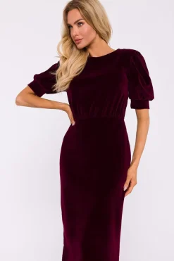 Robe fourreau midi chic manches longues