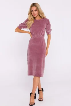 Robe fourreau midi chic manches longues