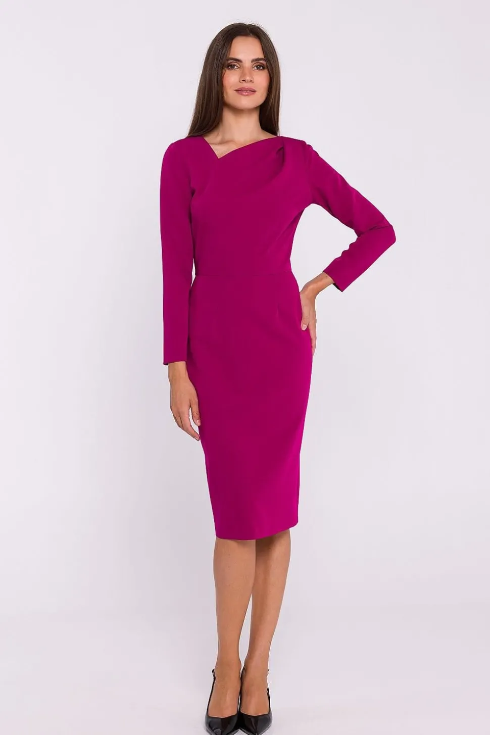 Robe fourreau midi manche longue