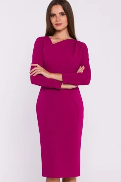 Robe fourreau midi manche longue