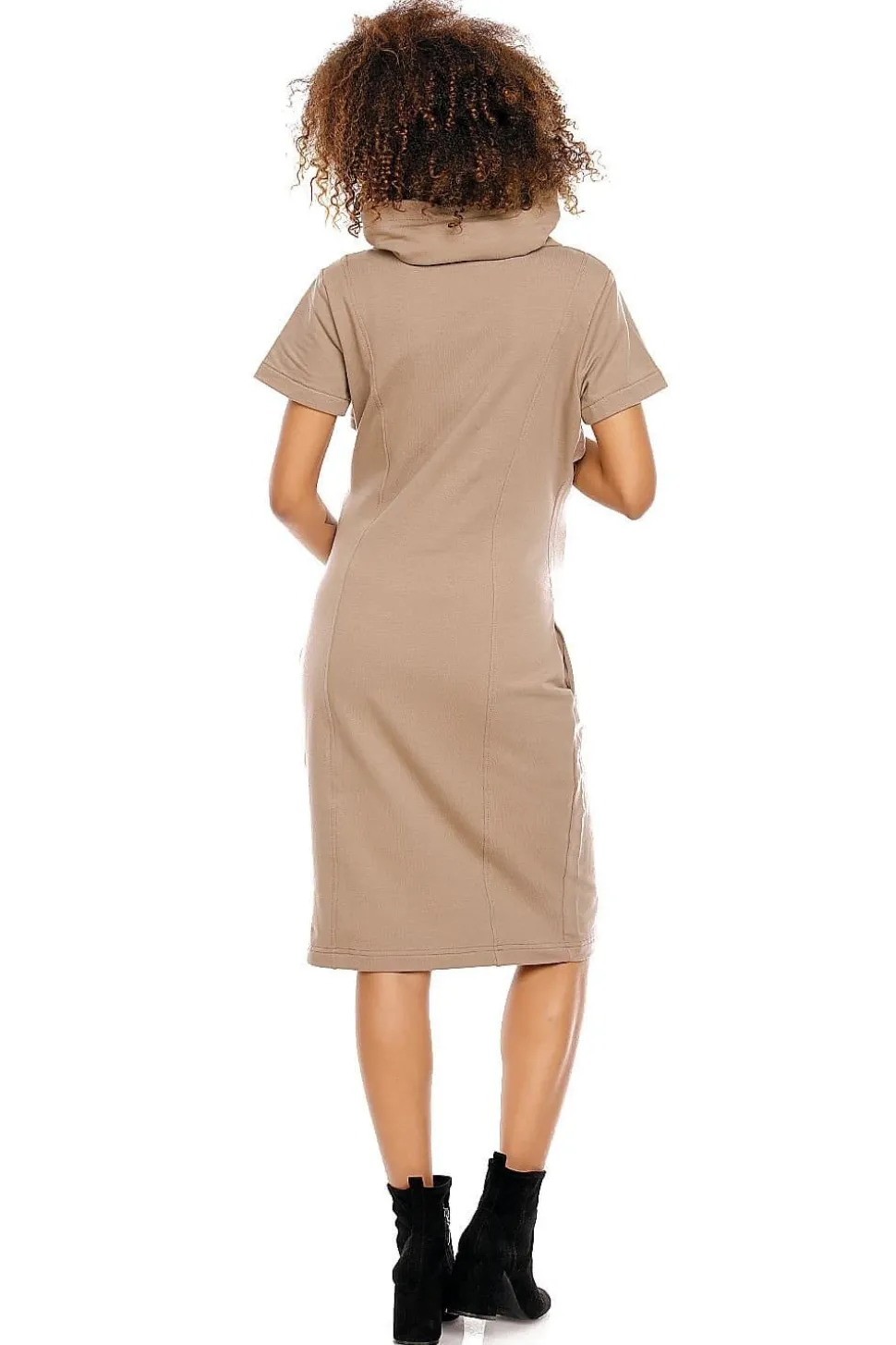 Robe grossesse beige casual manches courtes