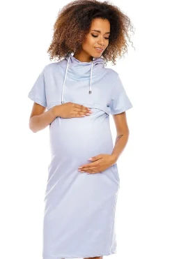 Robe grossesse casual bleue midi