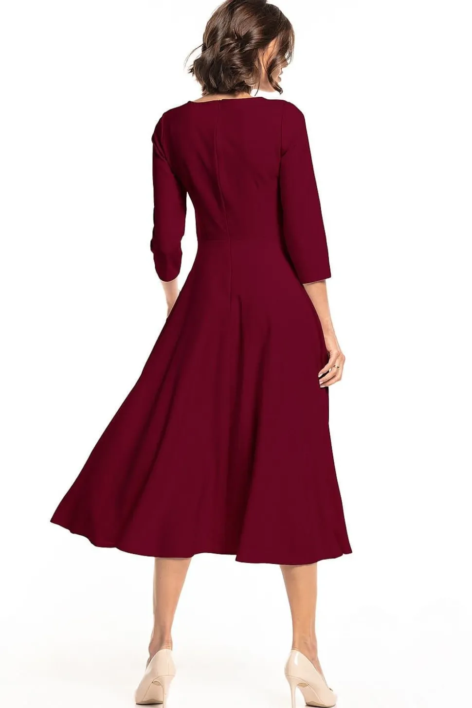 Robe habillée bordeaux manche longue