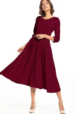 Robe habillée bordeaux manche longue