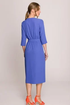 Robe habillée midi droite manches 3/4
