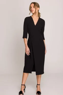 Robe habillée midi droite manches 3/4