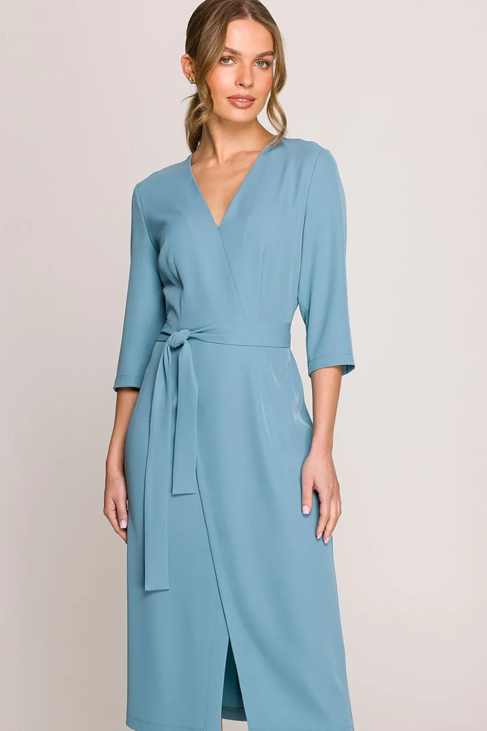 Robe habillée midi droite manches 3/4