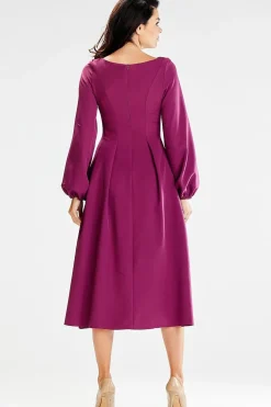 Robe habillée violet manches longues