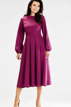 Robe habillée violet manches longues
