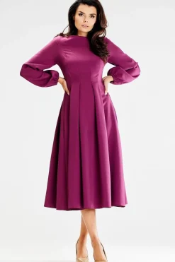 Robe habillée violet manches longues