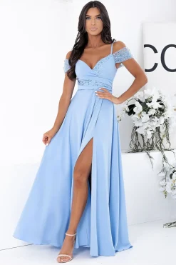 Robe invitée au mariage longue bleue