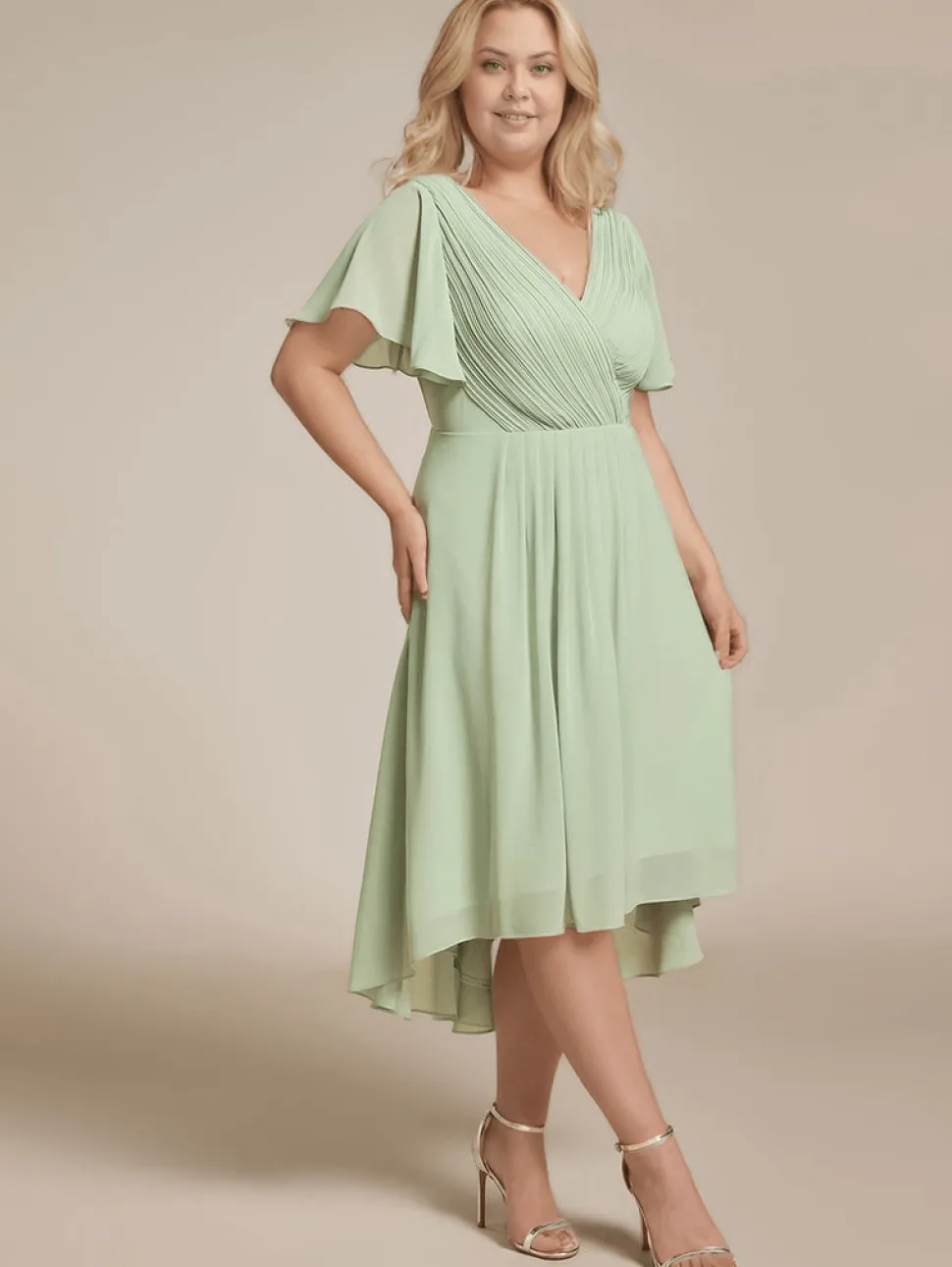 Robe invitée au mariage vert sauge grande taille
