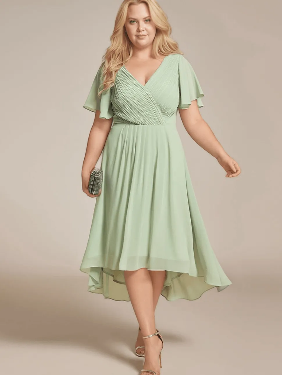 Robe invitée au mariage vert sauge grande taille