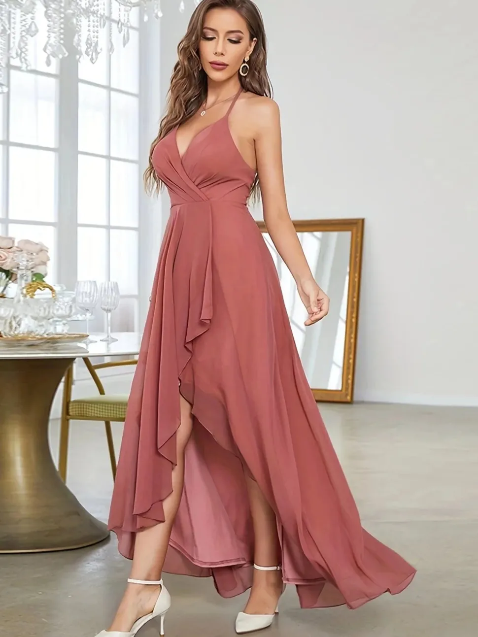 Robe invitée de mariage chic asymétrique
