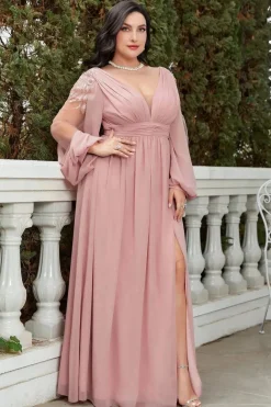 Robe invitée de mariage grande taille manche longue