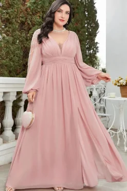 Robe invitée de mariage grande taille manche longue