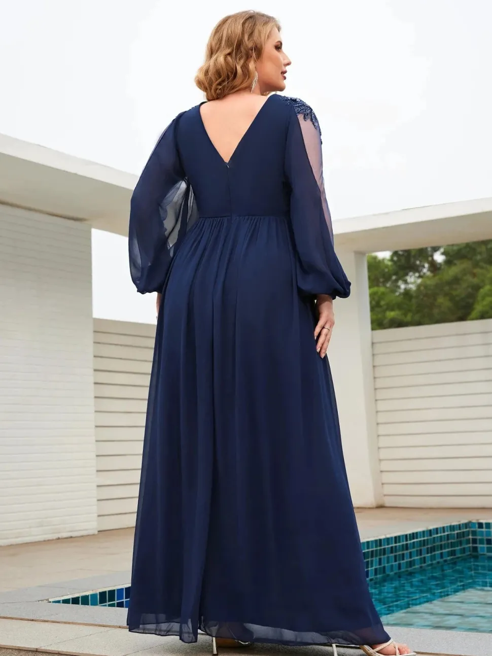 Robe invitée de mariage grande taille manche longue