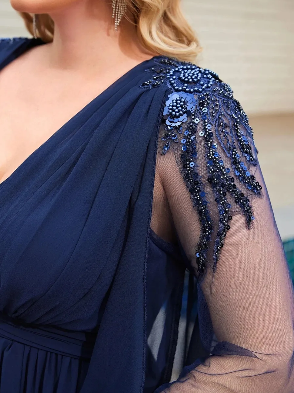 Robe invitée de mariage grande taille manche longue