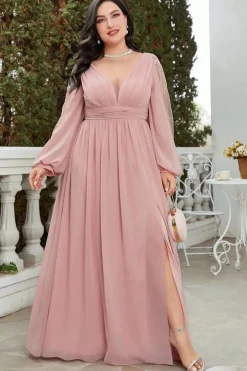 Robe invitée de mariage grande taille manche longue
