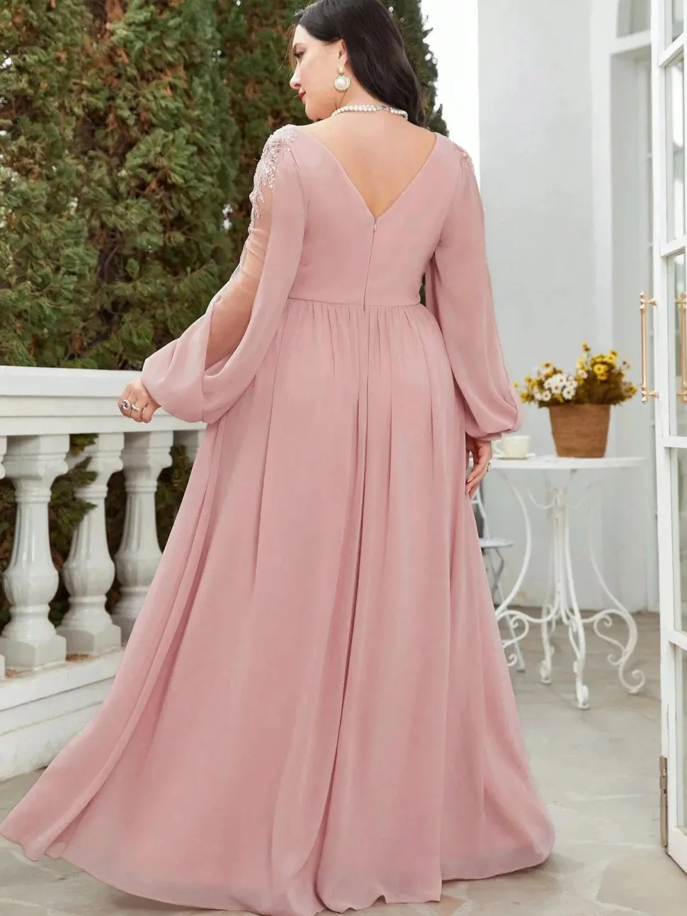 Robe invitée de mariage grande taille manche longue