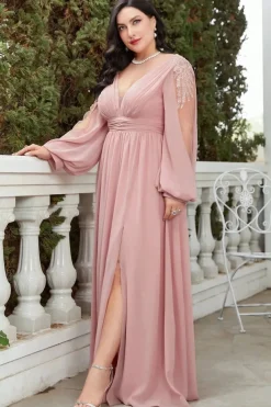 Robe invitée de mariage grande taille manche longue