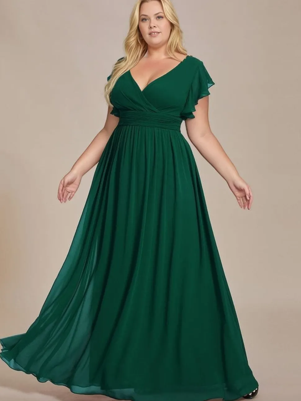 Robe invitée de mariage longue verte grande taille