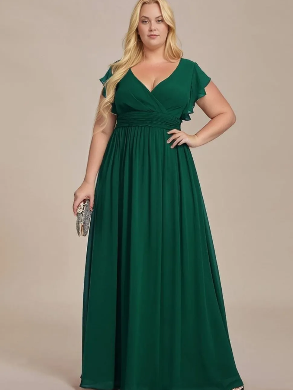 Robe invitée de mariage longue verte grande taille