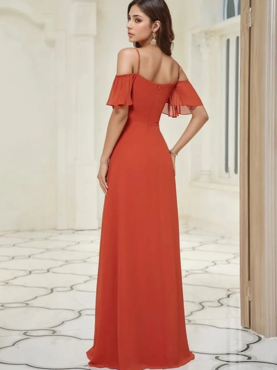 Robe invitée de mariage longue terracotta