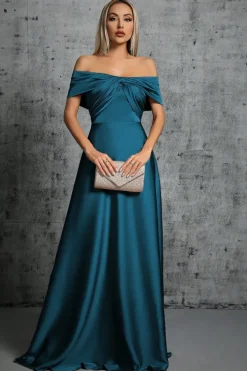 Robe invitée de mariage taupe avec épaules dénudées