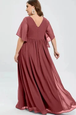 Robe invitée mariage grande taille mauve rosé