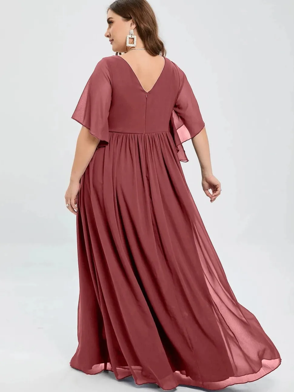 Robe invitée mariage grande taille mauve rosé