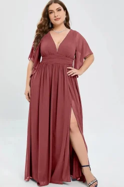 Robe invitée mariage grande taille mauve rosé