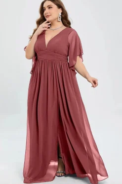 Robe invitée mariage grande taille mauve rosé