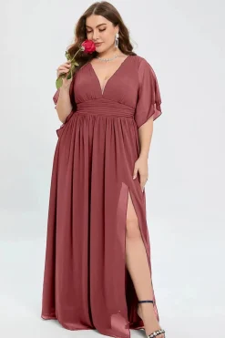 Robe invitée mariage grande taille mauve rosé
