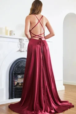Robe invitée mariage longue soyeuse fendue