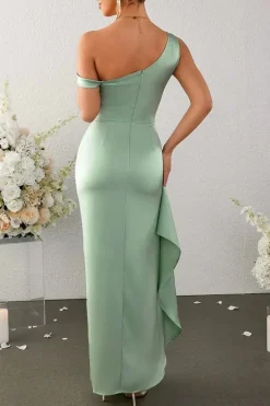 Robe invitée mariage vert sauge longue