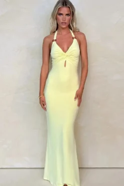 Robe jaune longue sans manches