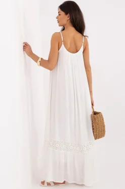 Robe longue blanche bohème en gaze de coton