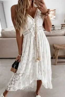 Robe longue bohème en dentelle
