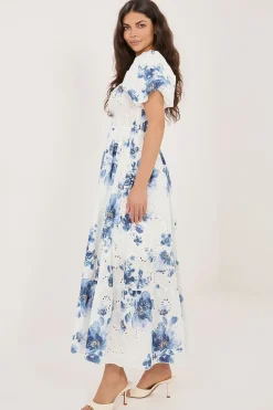 Robe longue bohème fleurie manches courtes