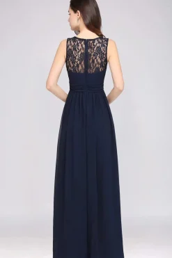 Robe longue demoiselle d'honneur haut en dentelle