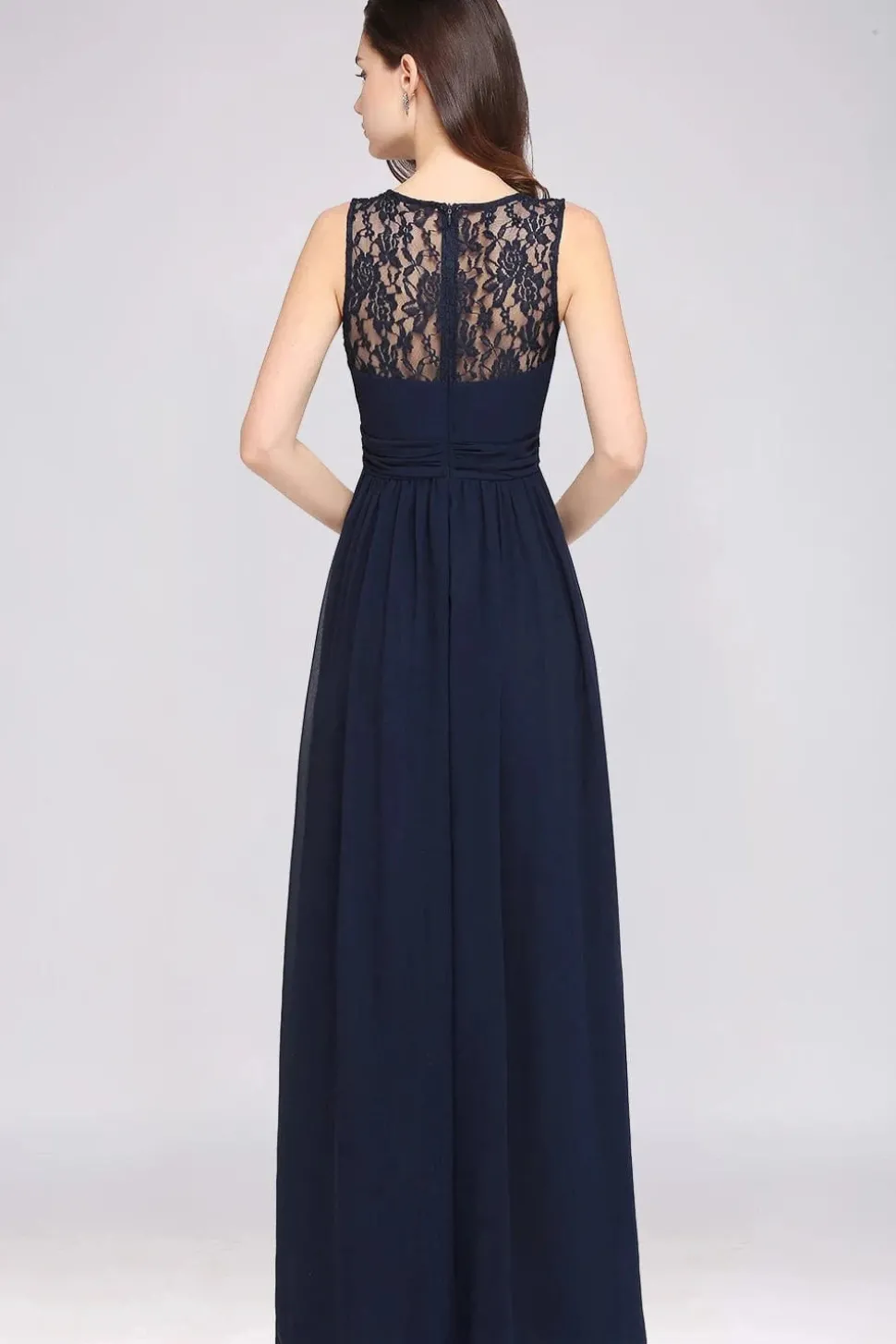 Robe longue demoiselle d'honneur haut en dentelle