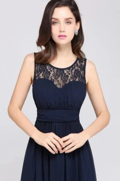 Robe longue demoiselle d'honneur haut en dentelle