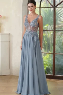 Robe longue en tulle avec appliqués sexy