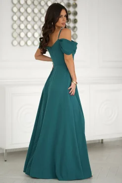 Robe longue fluide chic bretelles tombantes fendue