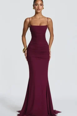 Robe longue moulante à bretelles fines et dos nu