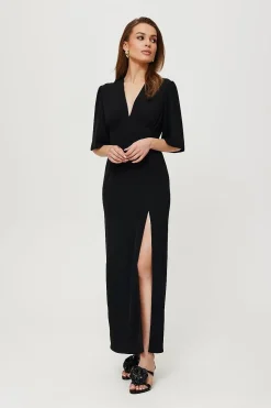 Robe longue noire taille empire
