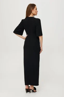Robe longue noire taille empire